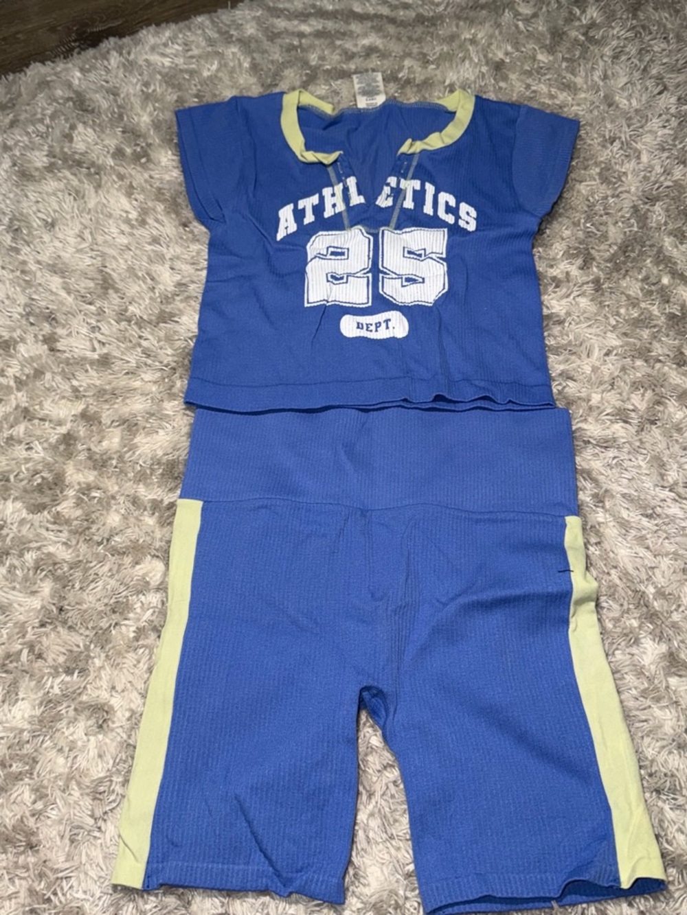 No Boundaries Blue and Lime Athletic 25 Two-Piece Lounge Set